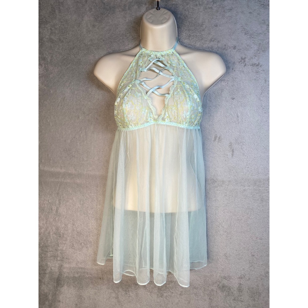 Victoria's Secret Babydoll Lingerie Medium Mesh Lace Coquette Fairycore Romantic